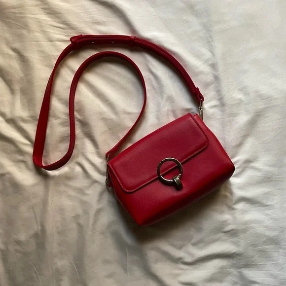Topshop Red Leather Crossbody Bag - Picture 2 of 8